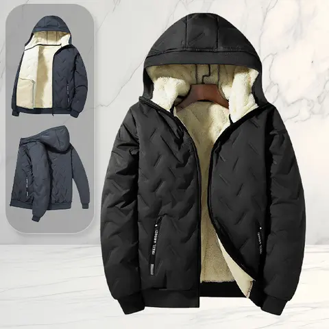 Men's Fleece Lined Thick Cotton Padded Hooded Jackets Longsleeves, Casual, Warm, Loose Fit, Plus Size, Cold Resistant, Zipper Design for Fall & Winter Menswear Top summerwins