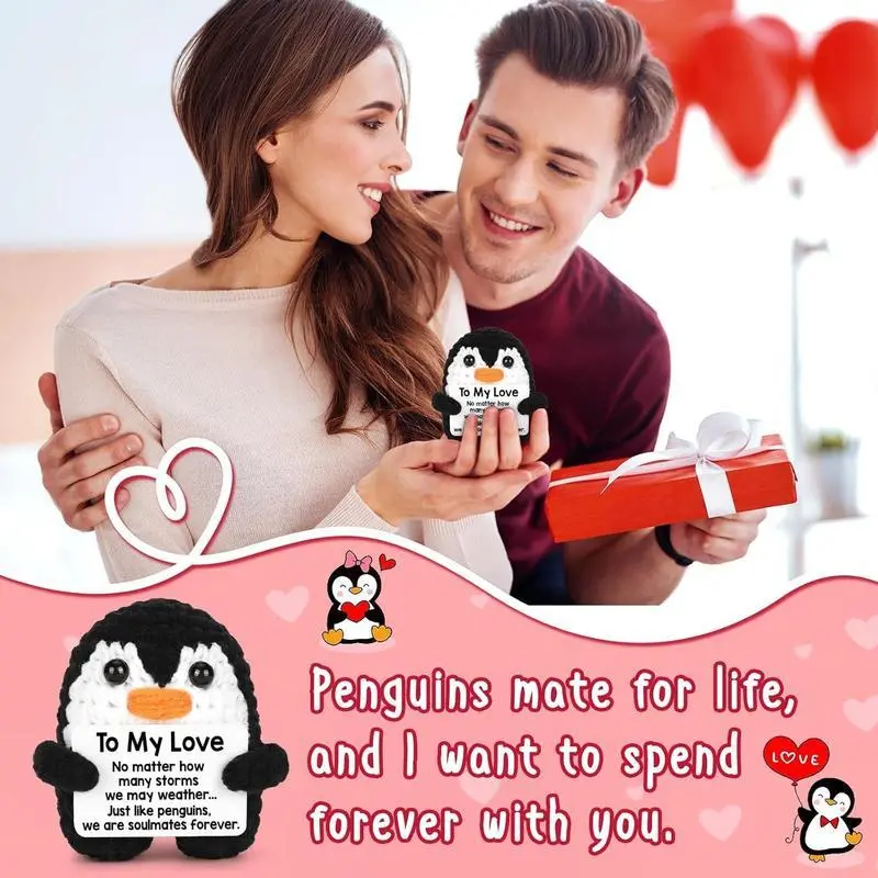 [Valentine's Day]Gifts for Him Her Boyfriend Girlfriend, To My Love Handmade Crochet Penguin Present, Wedding Anniversary Birthday Gift for Women Men, Romantic I Love You Gift for Couples Wife Husband Christmas valentines day gifts
