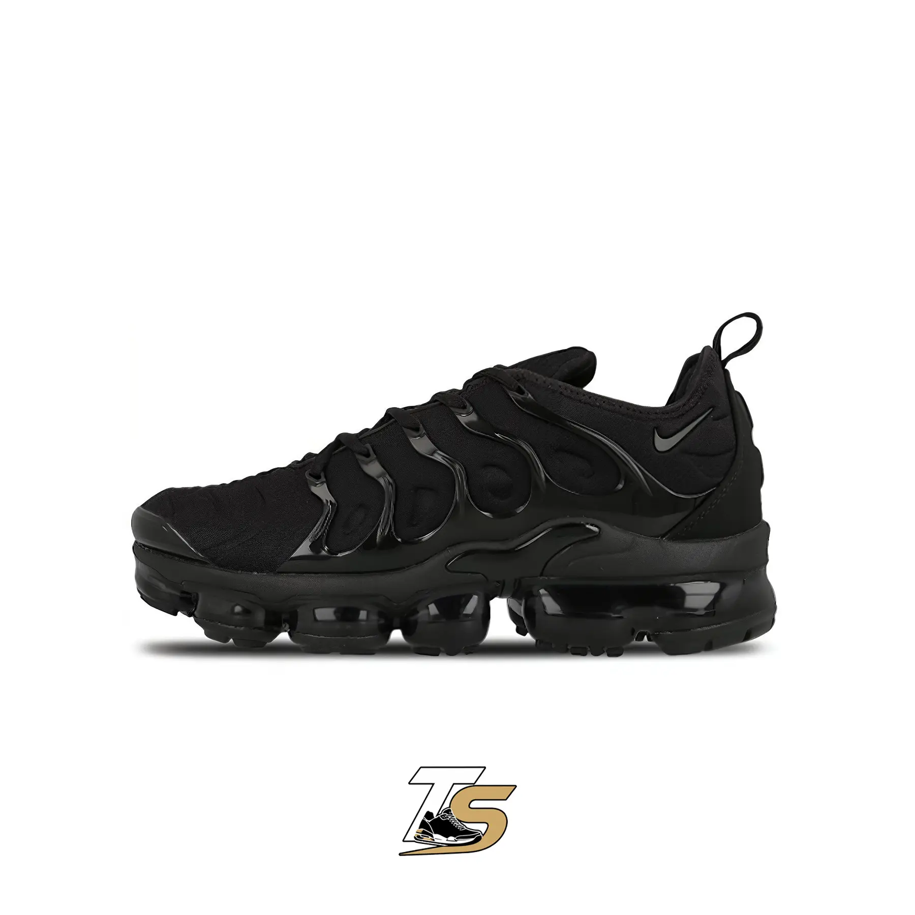 Nike Vapormax Plus 924453-004 Comfortable, versatile, shock-absorbing, breathable, lightweight, low-top, air cushion casual running shoes for men, Black Warrior