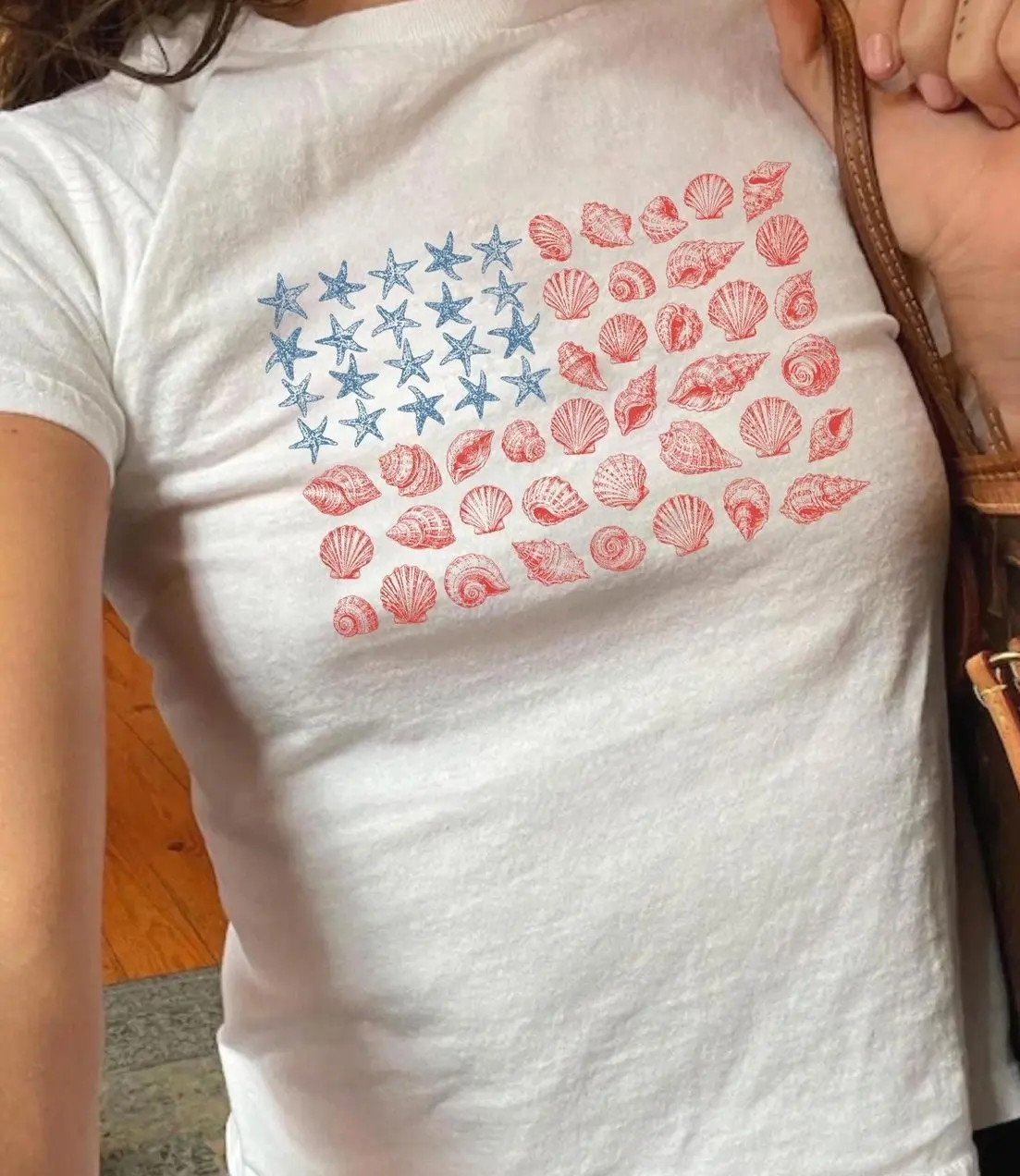 Usa Coastal Shell Baby Tee, Patriotic Beach Lover Baby Tee, Seashell American