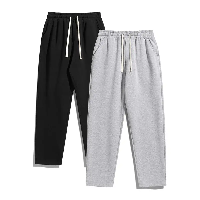 Men's Thick Fleece Lined Sweatpants, Solid Fitted Athleisure Pants with Drawstring Waist and Pockets for Fall & Winter, Activewear Bottoms