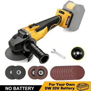 Cordless Power Angle Grinder, for DeWalt 20V Battery, High-Speed Grinding & Cutting, Full Wheel Kits, No Battery Included, Yellow
