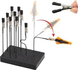 Model Painting Stand Base Holder and 10 count Bendable  Clip Sticks Set with Lager Clips,Miniature Model Holder for Painting,  Hobby Tools Accessories Holder Stand