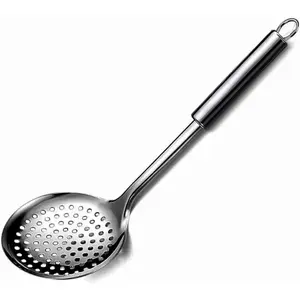 13.2" Stainless Steel Cooking Skimmer Spoon Metal Slotted Spoon for Straining, Ideal for Frying, Skimmer Ladle Sspoons Kitchen Utensils Fryer Scoop