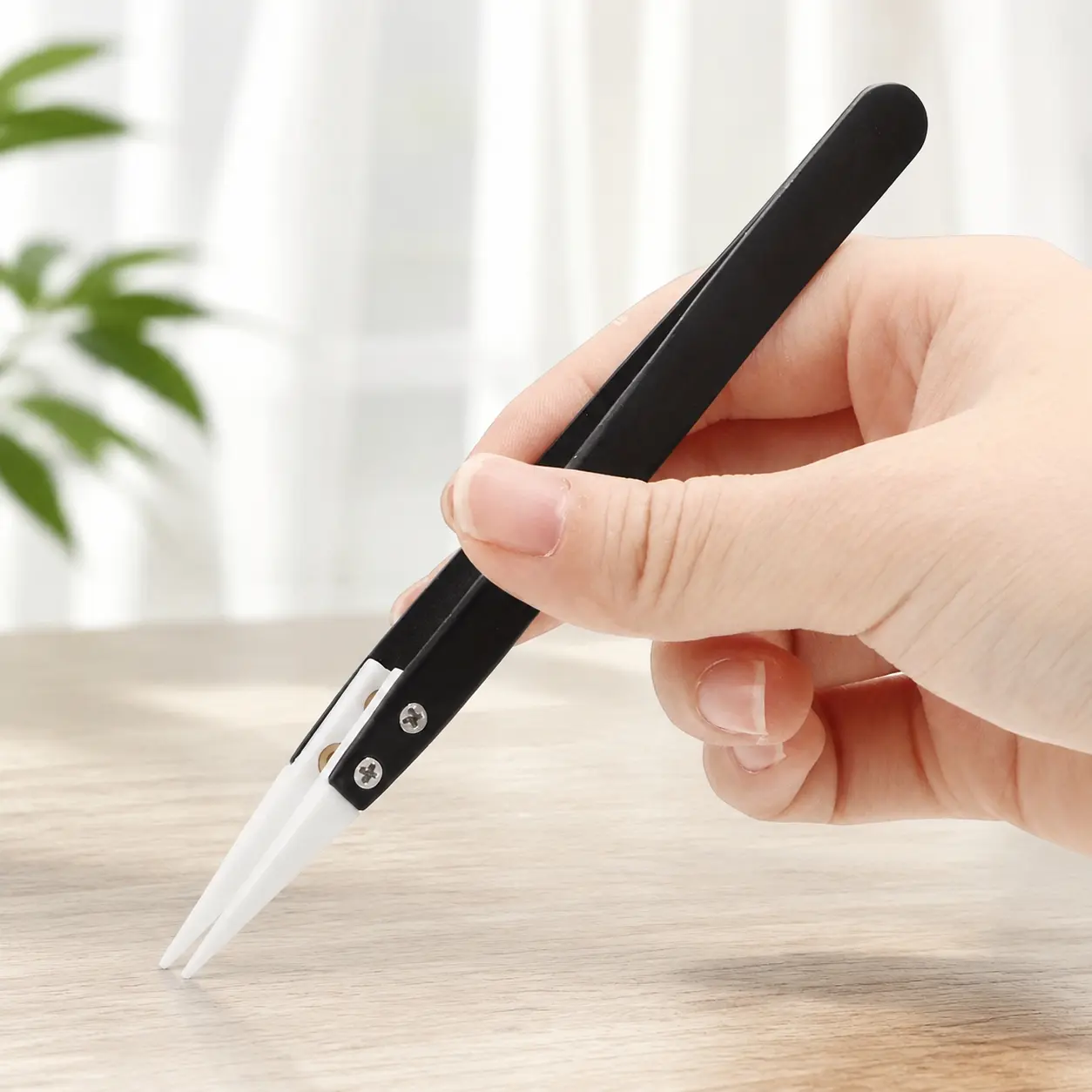 Professional Anti-Magnetic Ceramic Tip Tweezers Set: Stainless Steel, Heat-Resistant, Non-Conductive for Electronics Repair, Jewelry Making, Lab Use, DIY Crafts & Precision Toolkits