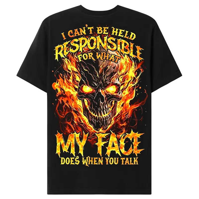Chaosmoda Generation X I Can't Be Held Responsible For What My Face Does When You Talk Custom Year Skull T-shirt | Vintage Streetwear Shirt for Men Cotton Menswear