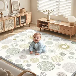 Foldable Baby Play Mat - PIGLOG Waterproof Playmats for Babies and Toddlers, Safe Foam Tummy Time Playmat, 50x50 Playpen Mat, Reversible Design