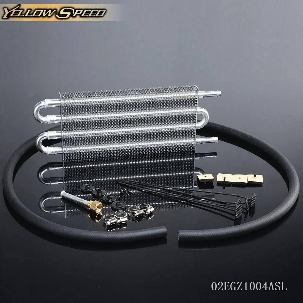ALLGOOD Universal Fit Metal Aluminum Remote Transmission Oil Cooler (13.6" x 5.00" x 0.75") - 1 Cooler, 1 Tube, All Necessary Hardware, Boosts Oil Cooling, Potentially Reduces Temperature, Supports Temperature Drop, No