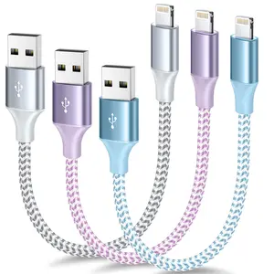 [MFi Certified] Short iPhone Charger 1ft USB A to Lightning Cord Nylon Braided 12 Inch Fast Charging iPhone Cable Compatible with iPhone 14 13 12 11 Pro/Max/Mini Xs SE2/iPad for Car Smartphone Electronic 4 1 charging cable Cellphone