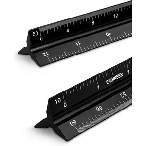 Professional 12-Inch Triangular Metal Scale Ruler for Blueprints and Drafting