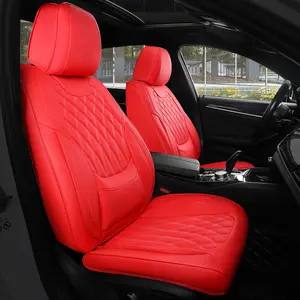 【FREESOO】Luxury Car Seat Covers Nappa Leatherette Waterproof Breathable Porous Foam Ergonomic Lumbar Support for Trucks SUVs Sedans | F35