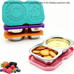 Reusable Portable Divided Food Box, Dual Grid Snack & Condiment Storage Box