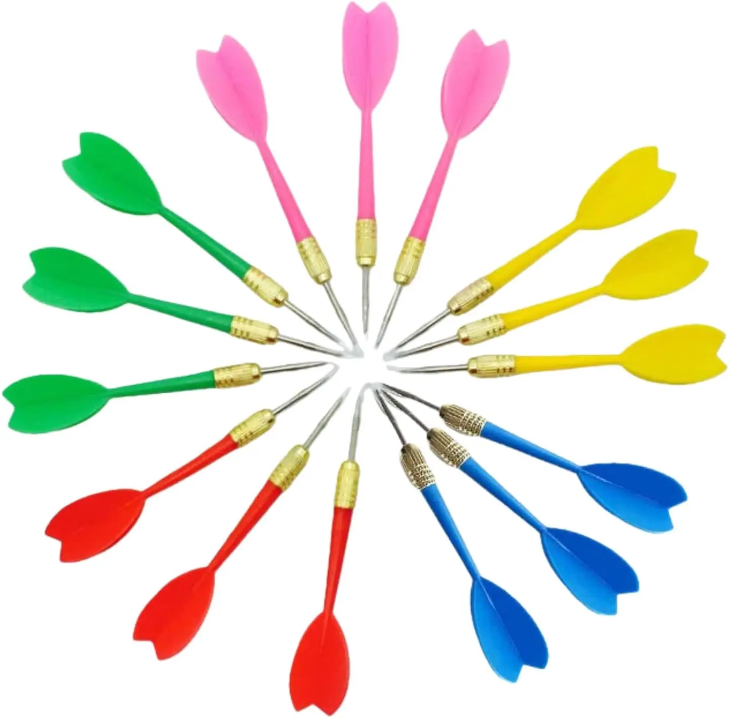 Steel Tip Dart, Colorful Dart Set Assorted Color Multicolor Plastic Flights Toy,Copper Heads Darts Arrows,Toy Fun Darts, Enhanced Grip Perfect for Dartboard Games & Tournament Use 6g(15pcs)