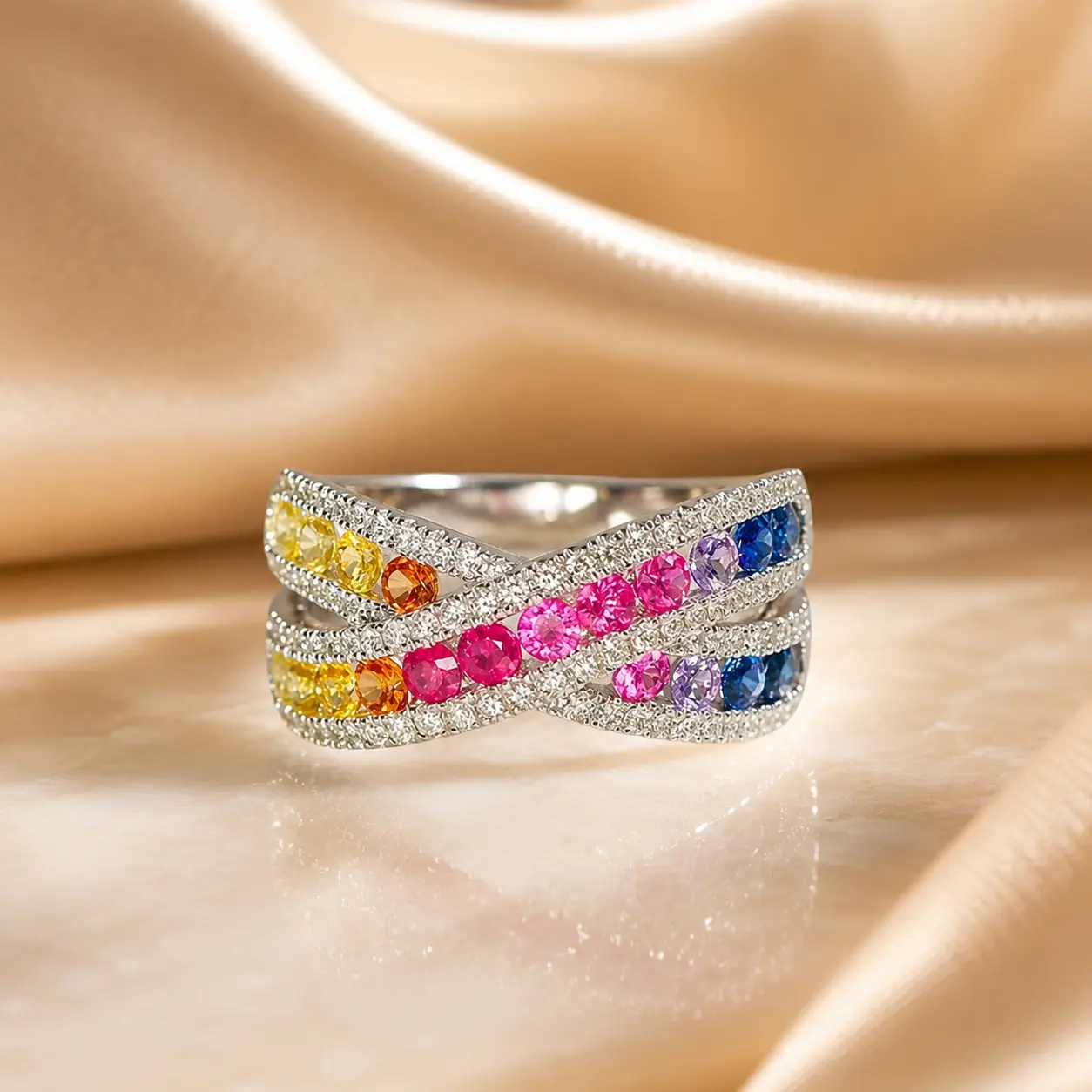 Radiant Rainbow CZ Eternity Ring