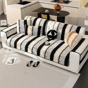 Striped Pattern Sofa Cover, Washable Sofa Slipcover, 1 Count Non-slip Soft Comfortable Sofa Towel, Sofa Protector for Home Living Room, Bedroom Accessories