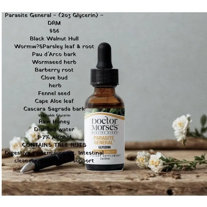 Doctor Morses Parasite General Glycerin 2oz Digestive System Support with Black Walnut Hull & Wormwood Herb
