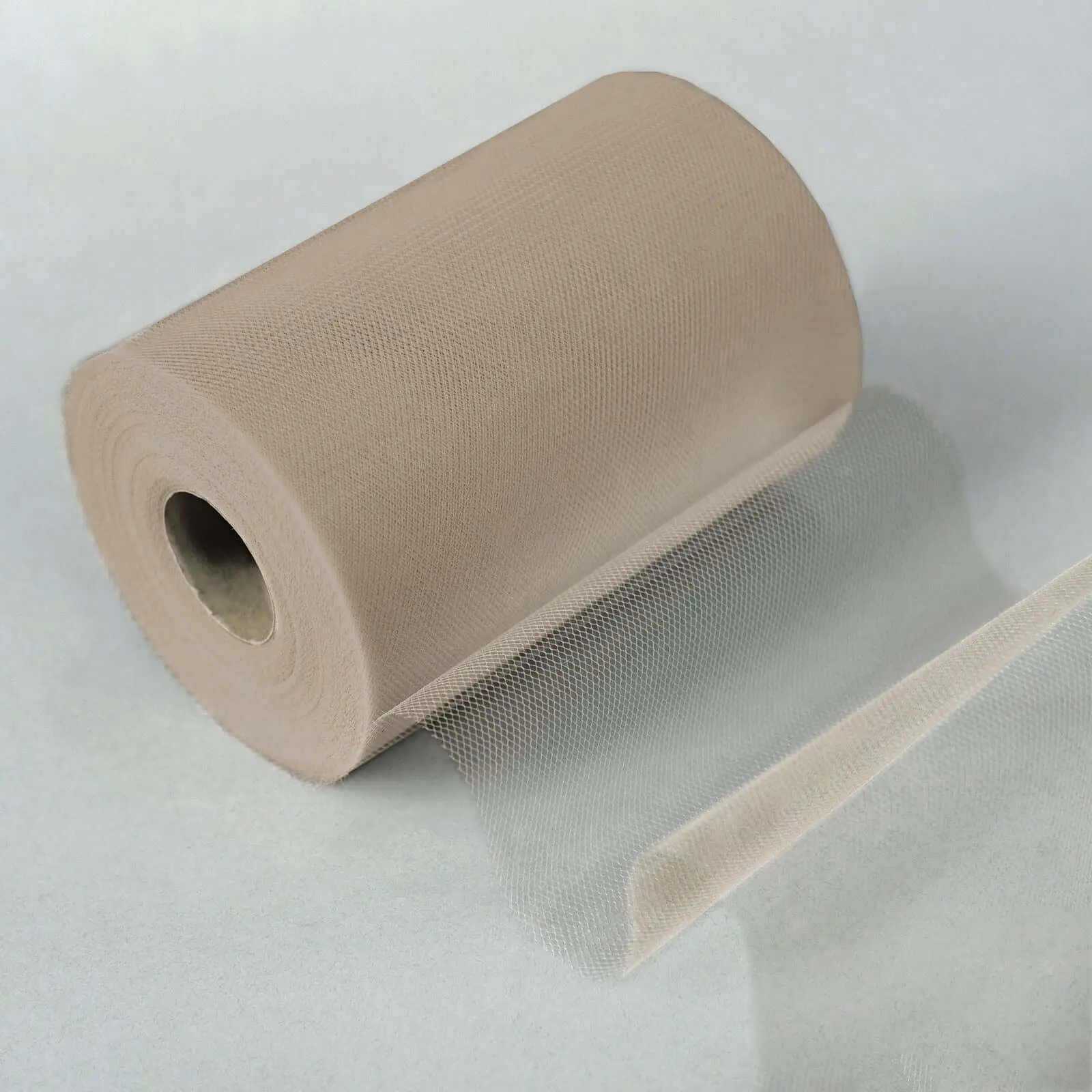 Taupe Soft-Touch Abstract Illusion Tulle Mesh Fabric Bolt - 6in x 100yd Sheer Textile Roll for Wedding Decorating, Arches, Showers Crafts with Effect Enhancement