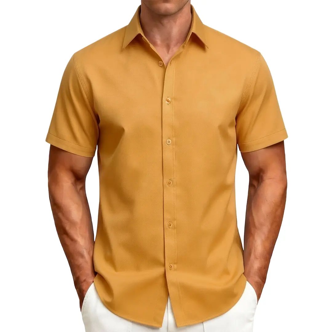 JEMITOP Men's Plain Dress Shirt, Short Sleeve Slim Fit in Stretch Draped Fabric - Fancy Wrinkle-Free Top for Business & Party,back to school,back to school shopping