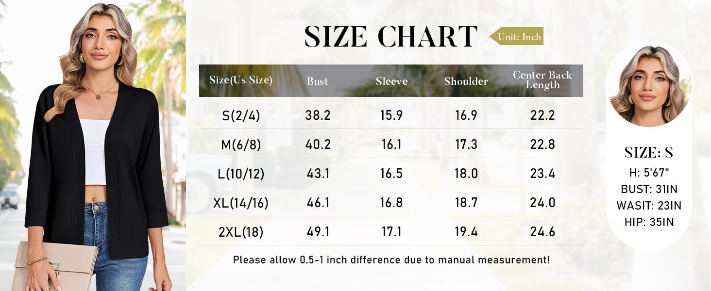 Women's 3/4 Sleeve Open Front Cropped Knit Cardigan Sweater Casual Bolero Shrugs for Dresses Summer Outfits Minimalist 2026 lightweight Breathable Clothes for Casual Office Summer Layering Cover Up Women's Tops