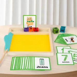 Early Education Montessori Approach Wooden Erasable Sand Painting Tray Toy, Sand Drawing Board, Alphabet Number Writing Drawing, Creative Expression, Hand-Eye Coordination Training, Fine Motor Skills, Stem Teaching Tool