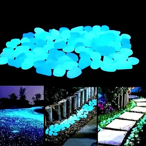 400pcs Artificial Luminous Stones, Garden Stones, Tumbled Stones Suitable for Ponds, Courtyards, Walkways, Outdoor Alleys And Courtyard Gravel, Potted Plant Decorations, Fish Tank Landscaping Pebbles, Decorations, Halloween