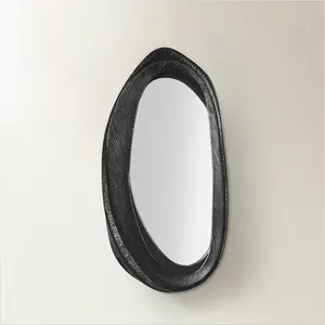 Z Gallerie Zuma Modern Reflective Oval Glass Wall Mirror - Lightweight Resin Home Decor Accessory