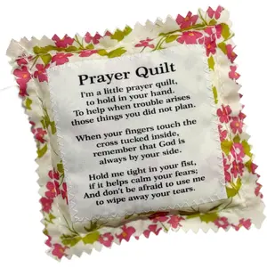 1PC Handmade Pocket Prayer Quilt with Cross Inside - Individually Sewn Colorful Mini Scripture Quilt, Christian Sympathy & Remembrance Gift for Believers
