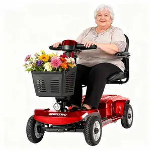 EOEOTWO Foldable Mobility Scooter for Seniors 24V 12Ah Battery 20km Range 6km/h Speed 250W Motor 190kg Load Capacity with Headlights & Storage Basket Ideal for Community Activities & Shopping Perfect Christmas Gift