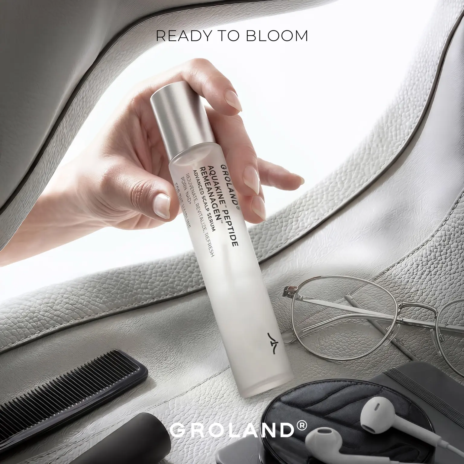 GROLAND Thickening Scalp Serum with PDRN & NAD+, Peptide Serum for Thicker, Fuller-Looking Hair, Lightweight, Non-Greasy Scalp Serum for Women & Men Hair Care,Roll On, 20ml | 0.68 Oz