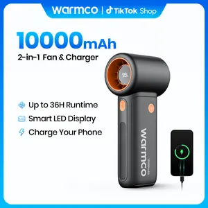 Warmco 10000mAh Turbo Quiet Mini Handheld Portable Fan - USB-C Rechargeable Battery-Powered Multi-Speed Fan, 36H Runtime, 5 Speeds, LED Display, for Outdoor Travel, Gift for Adults, Mini Portable Fan, Handheld Portable Fans