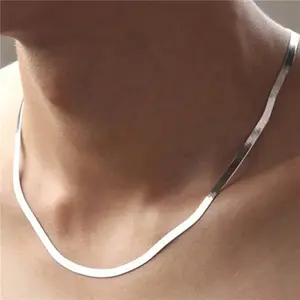 925 sterling silver fine 4mm blade chain necklace for women men luxury wedding party holiday jewelry gifts