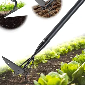 65'' Hoe and Cultivator Tool - 2 in 1 Hoe for,Soil Loosening,Blade,Long Handle Claw 3-Tine Hand Tiller Rake for