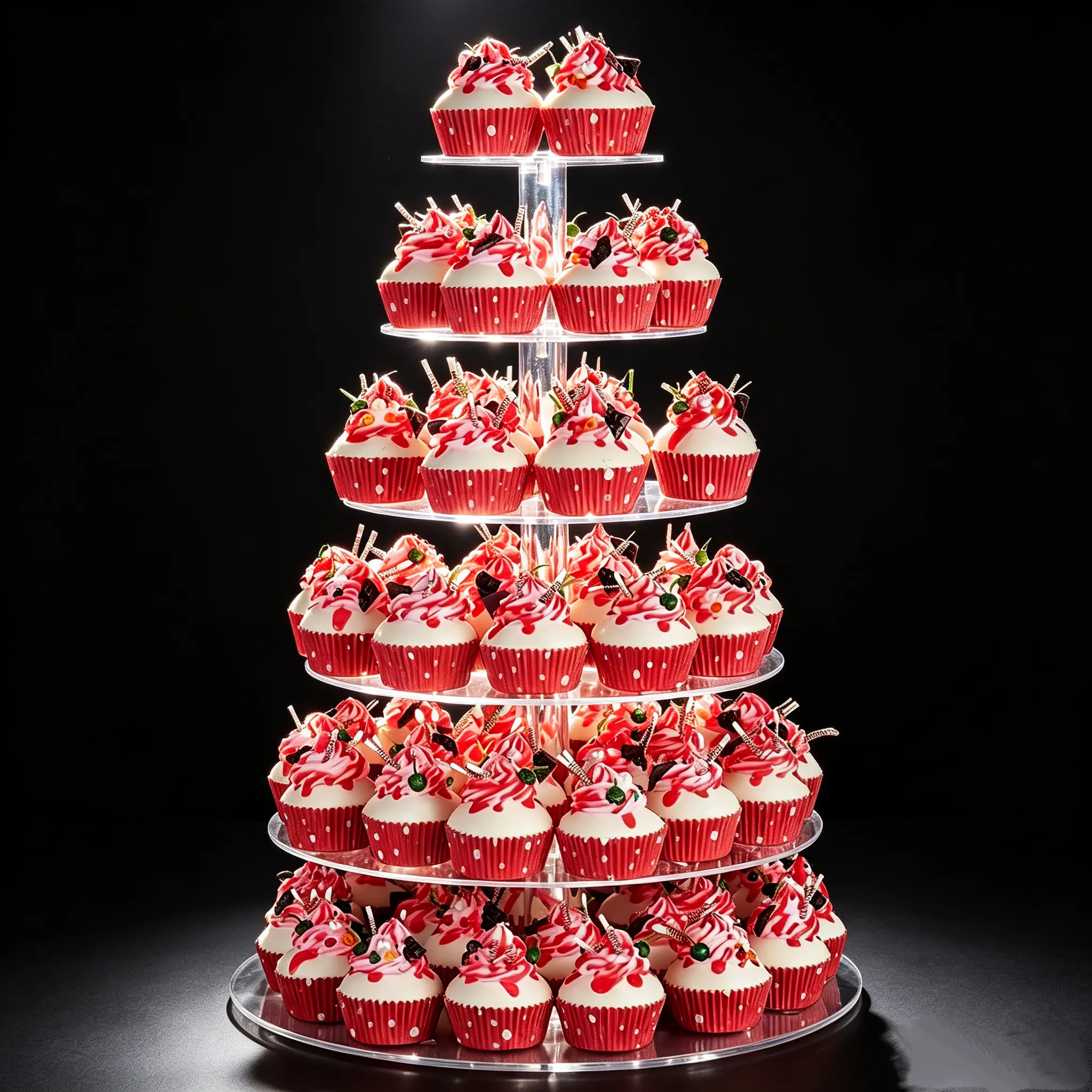 6-Tier Large Acrylic Cupcake Dessert Stand - Round Pastry Display Tower for Wedding, Party Decorations