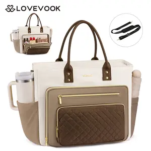 LOVEVOOK 15.6inch Laptop Bag for Women,Multi-pocket Teacher Work Tote Bag,Travel Tote Bag with Large Cup Holder,Waterproof and Scratch-resistant Large Capacity Diaper Bag,Multicolor Fashionable Gym Bag,Suitable for Various Scenarios