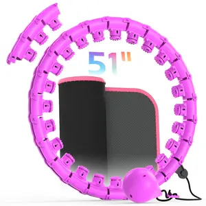 Exercise Fitness Weighted exercise Circle for Adults Hoop Plus Size 51 Inch with Sweat Belt Include 27 Detachable Links and Waist Trainer for Women