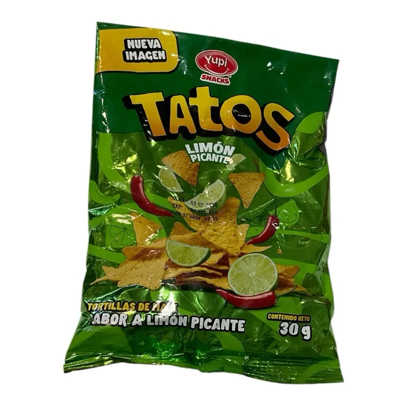 Tatos Limón Picante | Spicy Lime Tortilla Chips 30g | Ecuador Snack