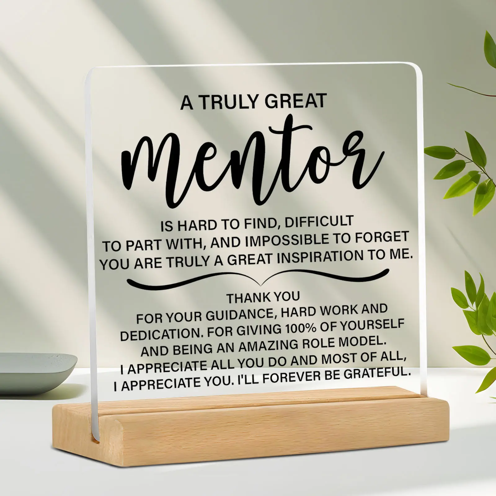 Acrylic Thank You Sign，grateful Gift for Men and Women，inspirational Mentor Decoration，transparent Desk Ornament，Acrylic Desktop Decoration，Acrylic Signage Plaque, Decorative Plaque, Decor Signs