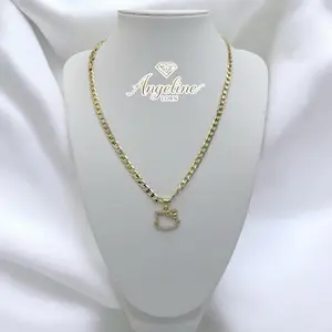 Angeline LORN Cubana 18 inch 14k Laminated Capas Oro Real High Quality Chain for Women Elegant Hypoallergenic Everyday Wear