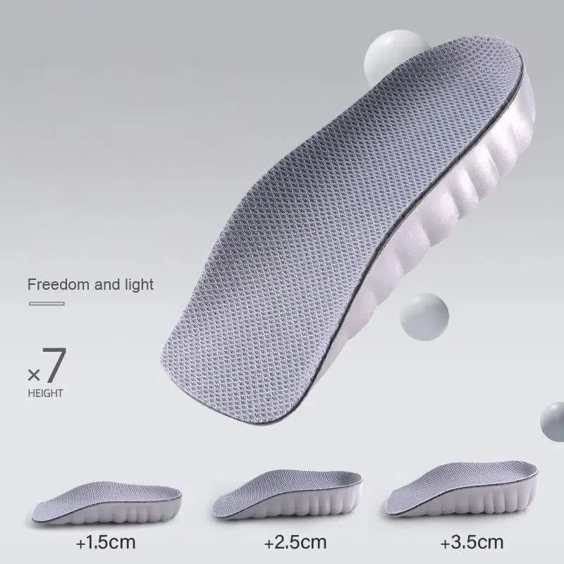 Shock Absorbing Heightening Insoles for Men and Women, Breathable EVA Orthotic Inserts with Odor Control for Summer Footwear, Shock Absorbing Insoles, Men/Women, Eva Synthetic, Unisex Wear, Breathable Insoles & Heel Liners