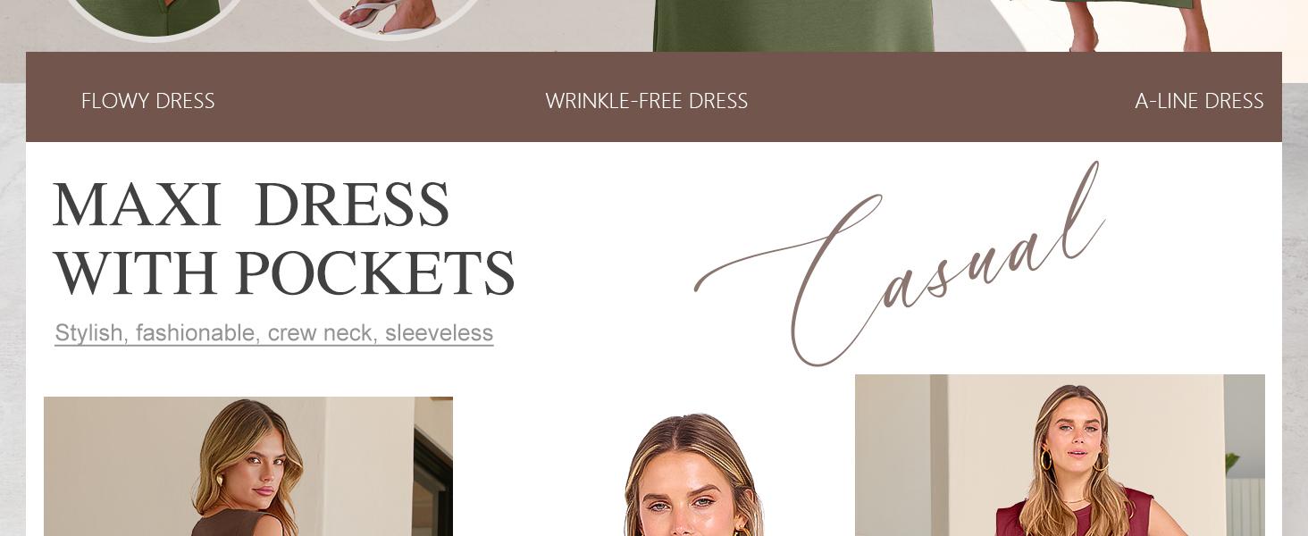 ANRABESS Women Summer Casual Sleeveless Maxi Dress 2026 Crewneck Loose Split Wrinkle-Free Beach Travel Vacation Long Sundress SpringStatements