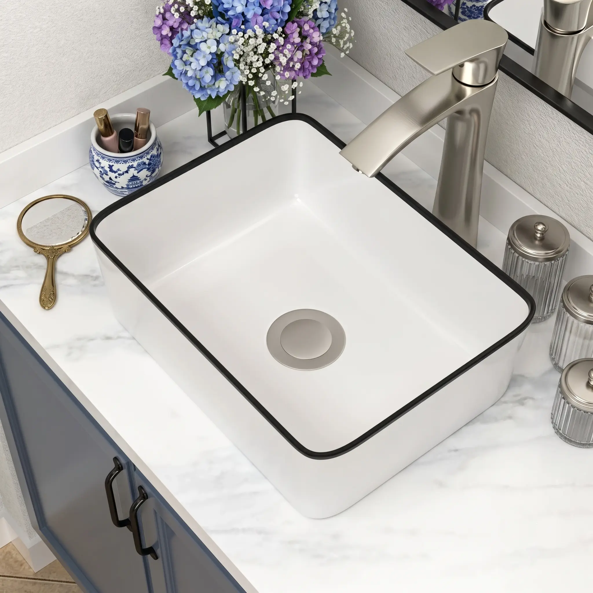 Logmey 16 x 12 Inch Ceramic Rectangular Vessel Bathroom Sink Above Counter White Sink Bathroom Vessel Sink,Home Improvement Finds,bathroom remodel,bathroom makeover