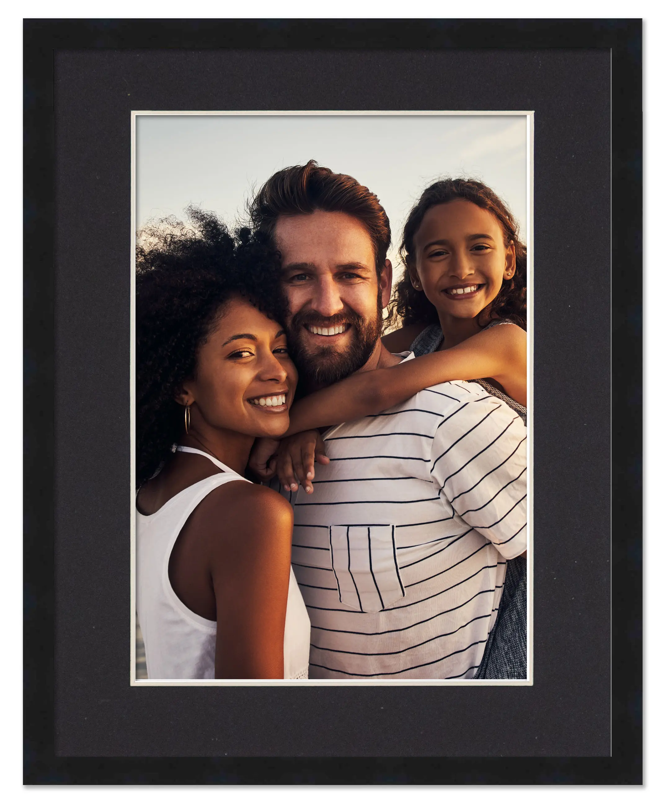 11x14 Frame with Mat - Black 13x16 Frame Wood Made to Display Print or Poster Measuring 11 x 14 Inches with Black Photo Mat