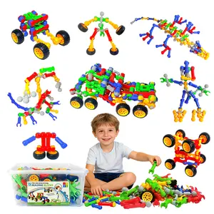 170PCS Skeleton Building Blocks STEM Construction Toy, Flexible Joints, Creative Building Kit for Kids Ages 3+, Educational Learning Toy with Storage Bucket