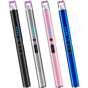 4-Pack USB-C Rechargeable Plasma Arc Lighters Flameless Windproof Long Neck Lighter with Safety Lock| Perfect for Home & Outdoor