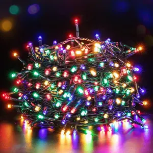 Christmas Lights Outdoor, 132FT 300 LED Battery Christmas String Lights Waterproof 8 Modes Xmas Tree Lights with Timer Decor for Halloween Patio Balcony Garden, Multicolor