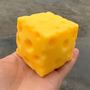 Cheese Cube Stress Ball Shapeable Squeeze Decor Non-Bounce ASMR Sensory Anti-Stress Relief Gadget Gifts
