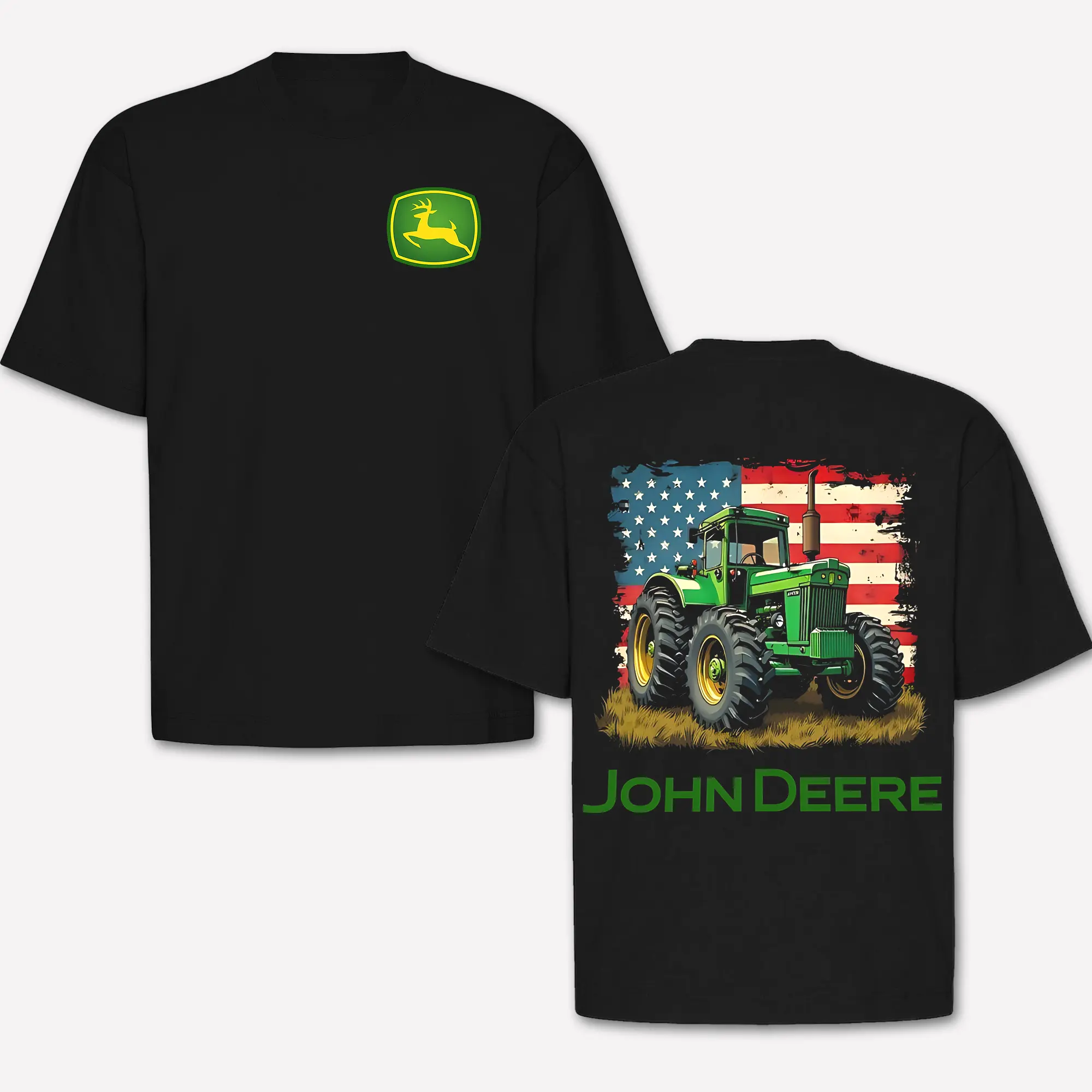 John Deere Tractor T-shirt For Men & Women, Vintage American Flag Farm Graphic Tee, Classic Green Tractor Shirt, Farmer Gift, Country Life Apparel, Farming Lover Tee, Agriculture Graphic Shirt, Heavy Equipment Shirt, Rural Lifestyle Gift,Unisex Cotton Tee