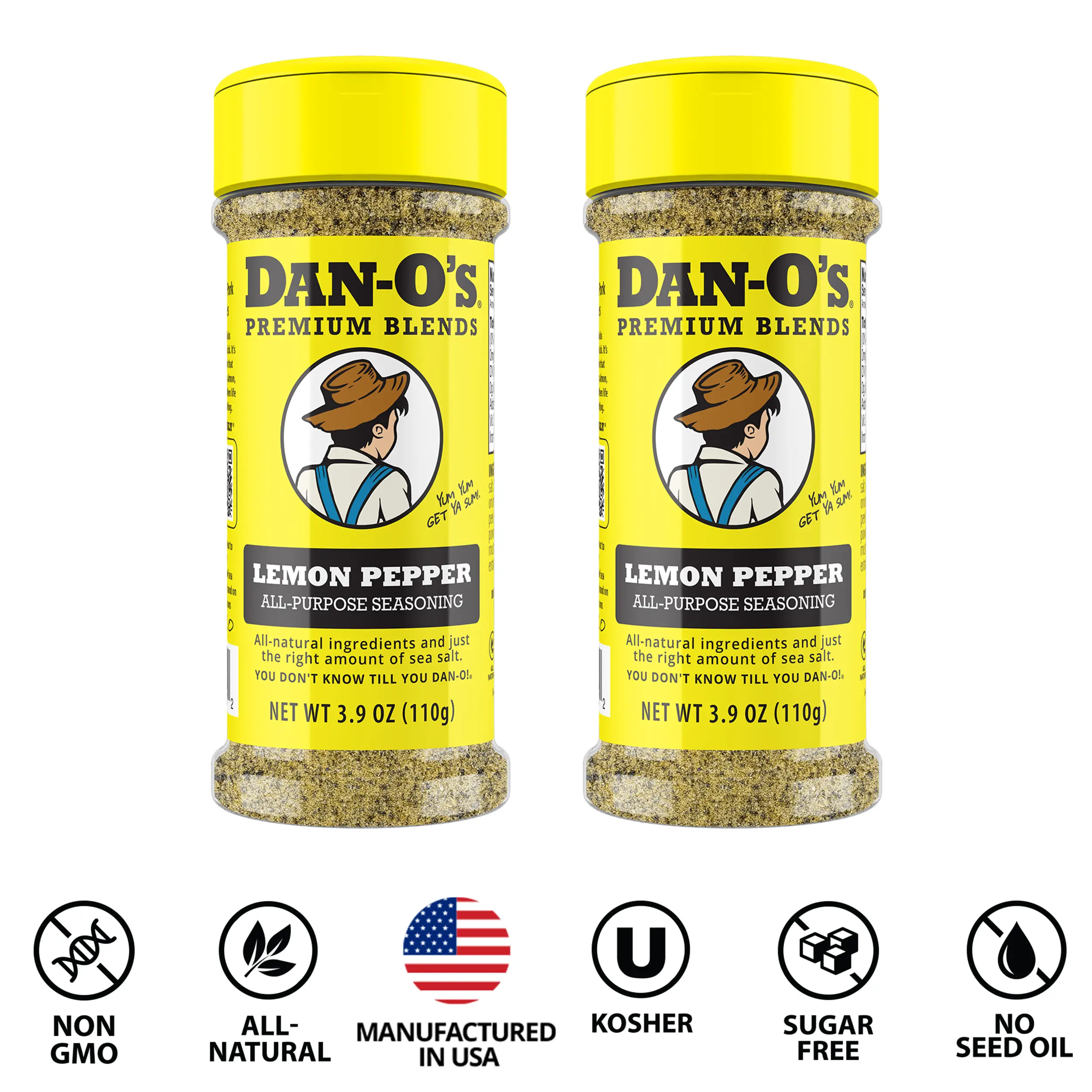 Dan-O's Seasoning Lemon Pepper - 2 Small Bottles 3.9 oz