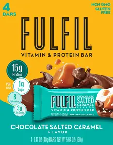 FULFIL Nutrition Vitamin & Protein Nut Bars, Chocolate Salted Caramel Flavor, 4 Count