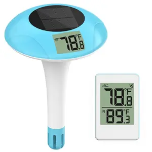 Wireless Digital Floating Pool Thermometer Easy Read, IPX8 Waterproof Solar Temperature Gauge with 328 Feet Long Connection for Aquarium Pond